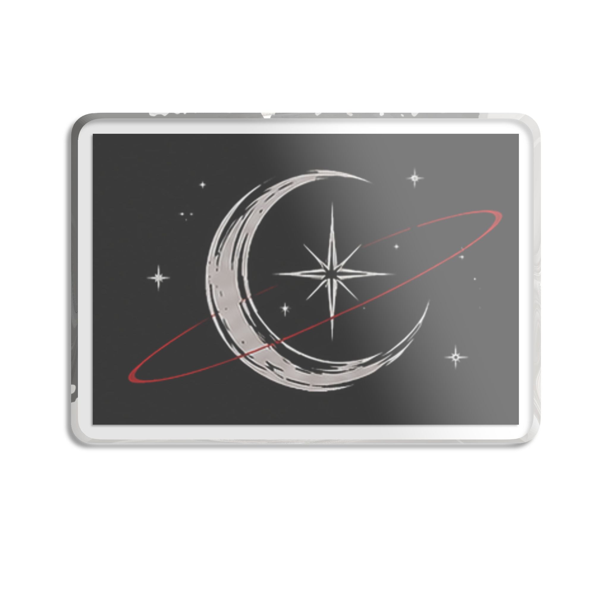 Hantai No Hoshi logo- Moon & Star Decorative Magnet — Celestial Crescent Planet Design