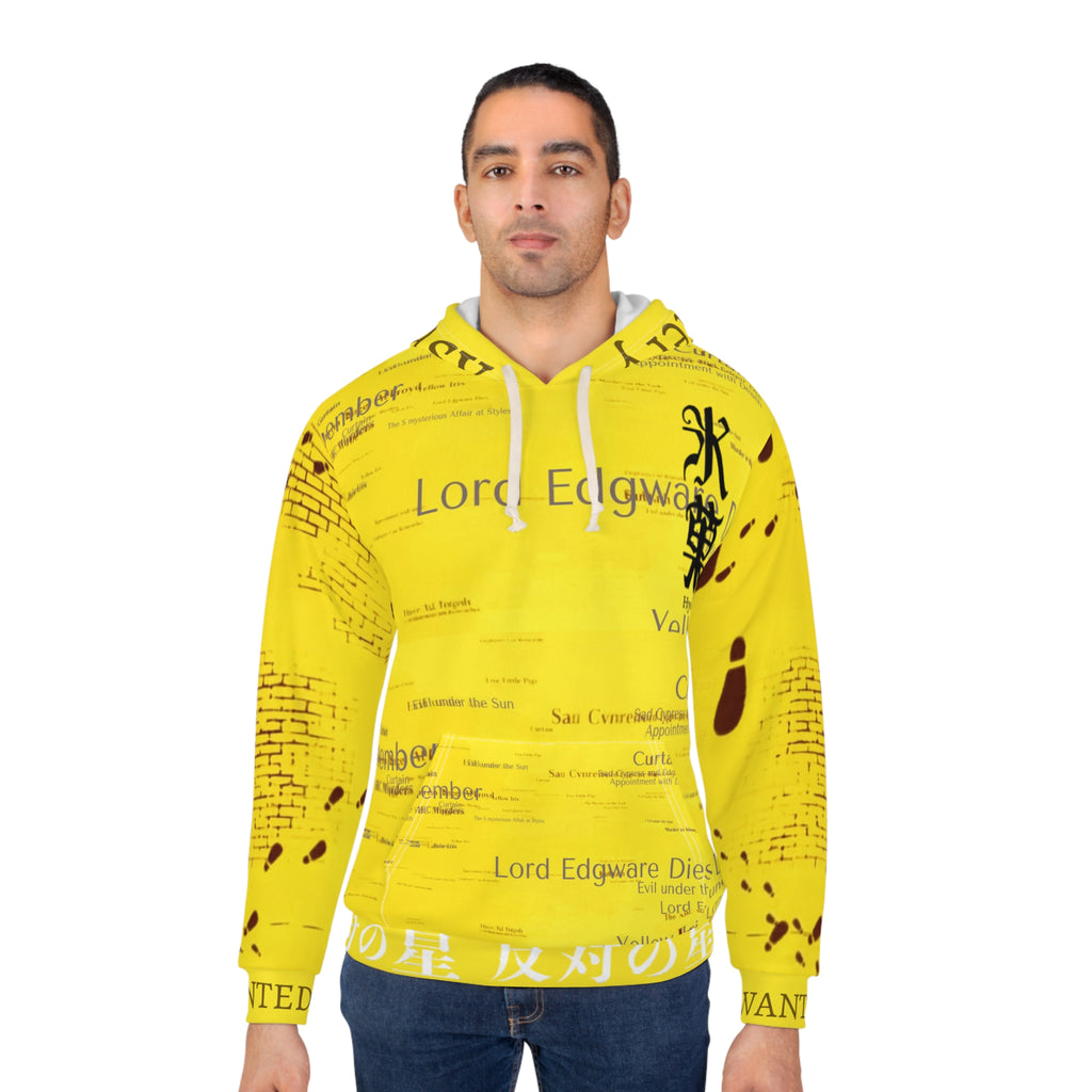 Mystery Hyouka Yellow Hoodie — 'Death & Mystery' All-Over Print Pullover